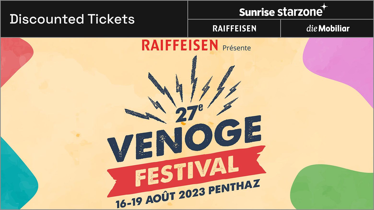 Venoge Festival billets - 25% de rabais | MemberPlus Raiffeisen